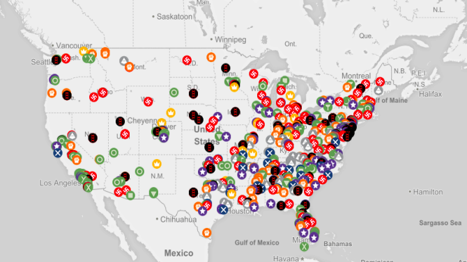 Image result for white hate groups on map
