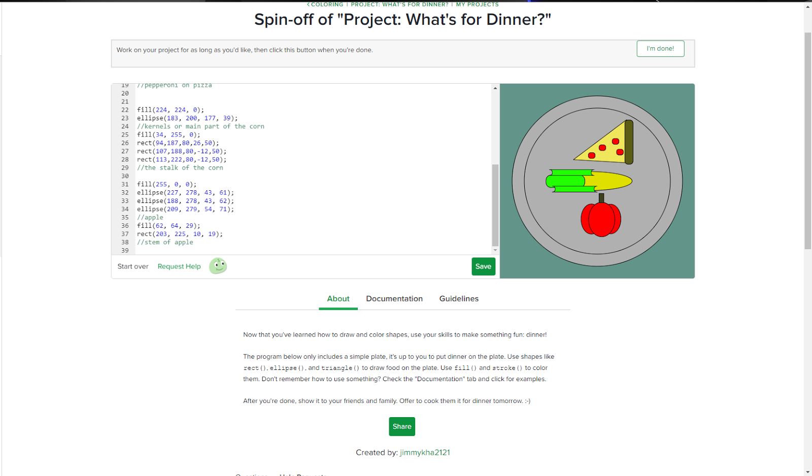 S1 What's for dinner Khan Academy