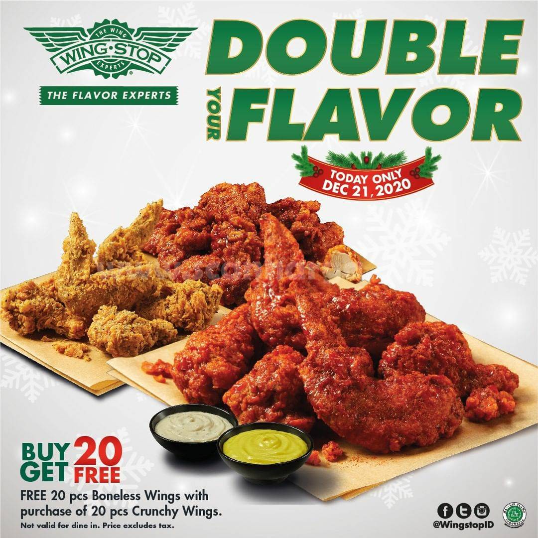 WINGSTOP Promo Sehari BELI 20 GRATIS 20 [Double Your Flavor] scanharga