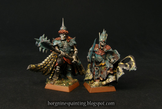 Comparison of the original Games Workshop Wight King with my own kitbashed creation, showing the difference in size.