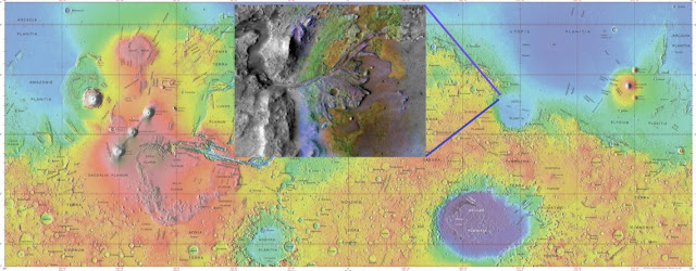 Рельеф Марса и гидросистема кратера Езеро — места посадки марсохода Perseverance в рамках миссии Mars-2020.