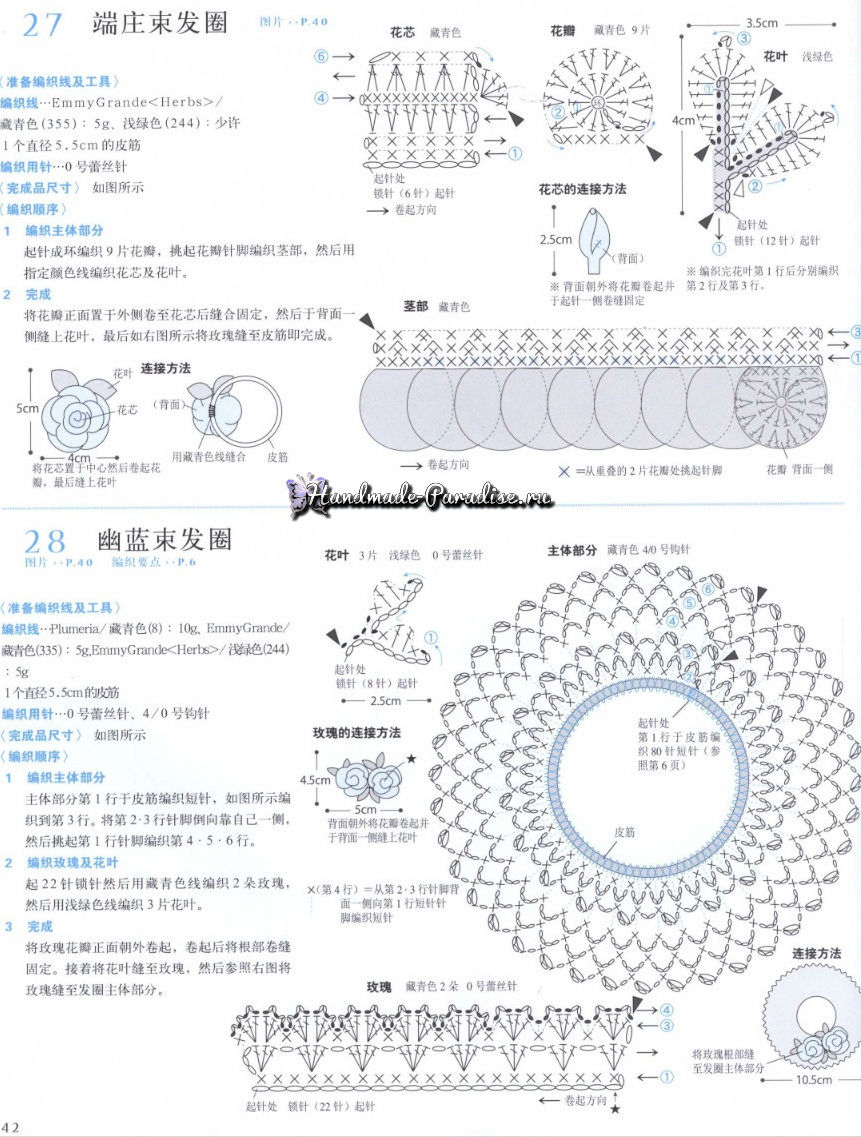 Японский журнал со схемами вязания крючком розочек