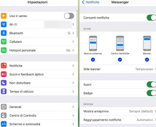 Gestione notifiche iOS Notifiche iOS