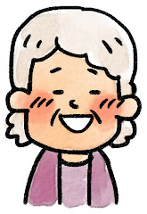 おばあさんの表情のイラスト（照れ）