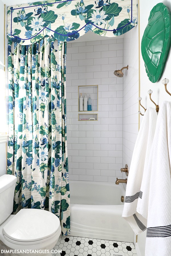 Diy Shower Curtain And Cornice Board, Installing Shower Curtain Rod Into Tile