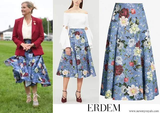 Countess of Wessex wore ERDEM Vesper floral print crepe midi skirt