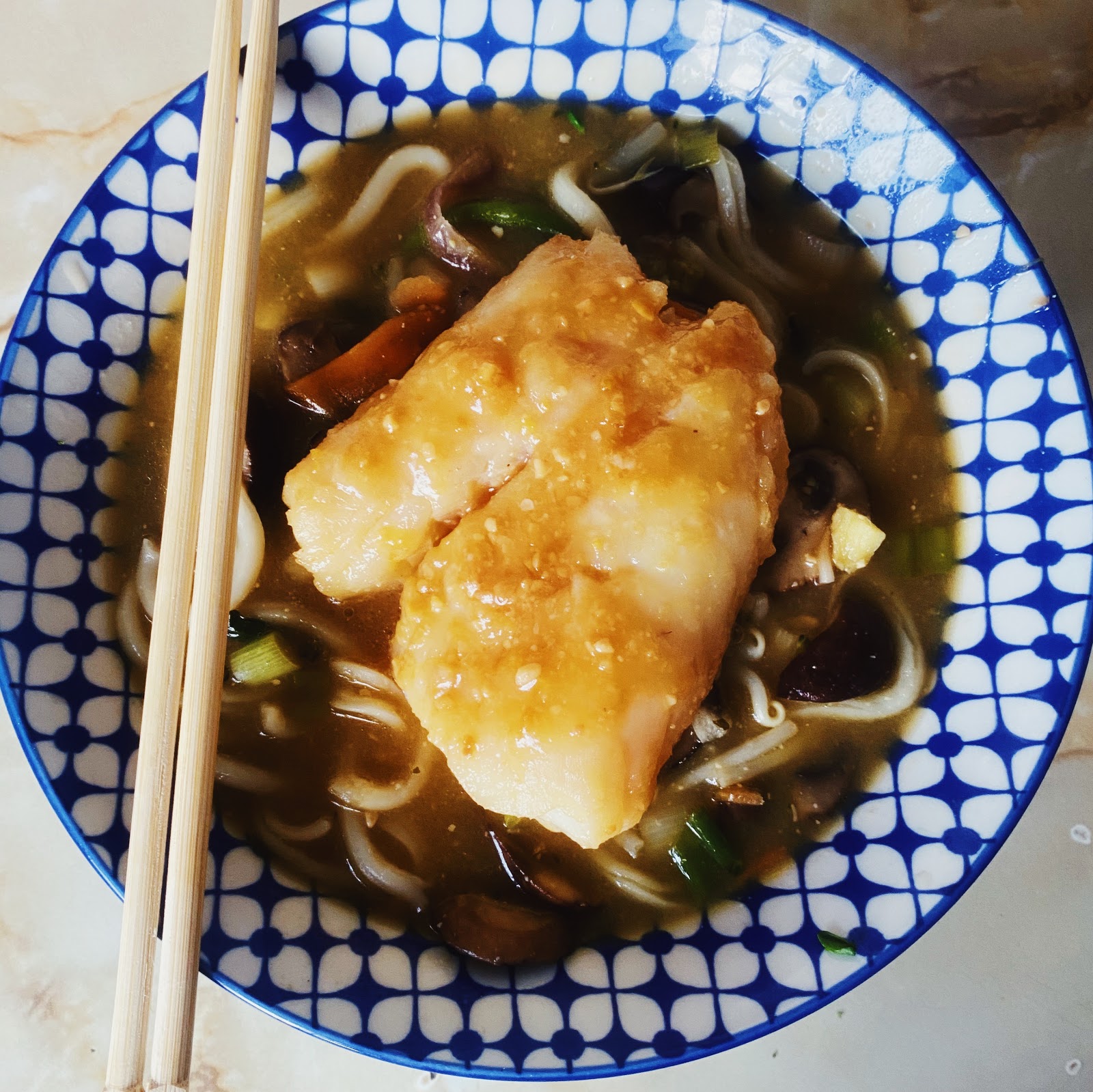 Stella's Wardrobe NOBU STYLE MISO GLAZED COD WITH MISO UDON BROTH