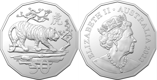 Australia 50 cents 2022 - Year of the Tiger