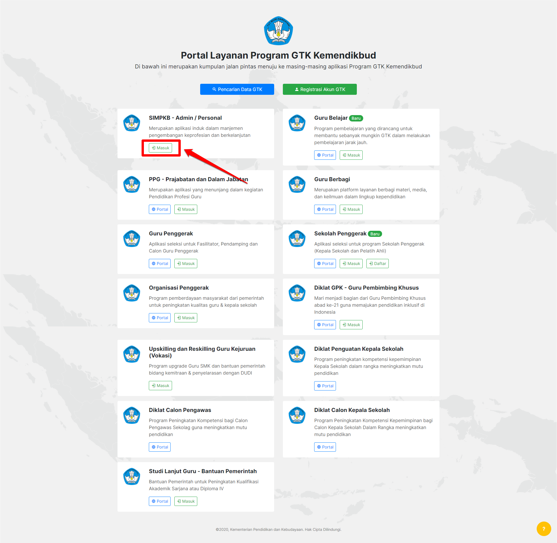 Panduan Login kedalam SIMPKB Pedia Pendidikan