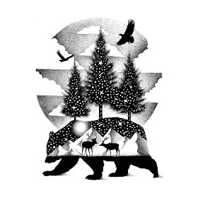 10-A-Night-In-Alaska-Bear-Deer-and-Eagles-Thiago-Bianchini-Ink-Animal-Drawings-Within-a-Drawing-www-designstack-co
