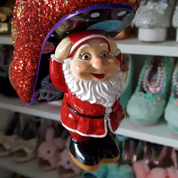 close up of Santa character heel on boot