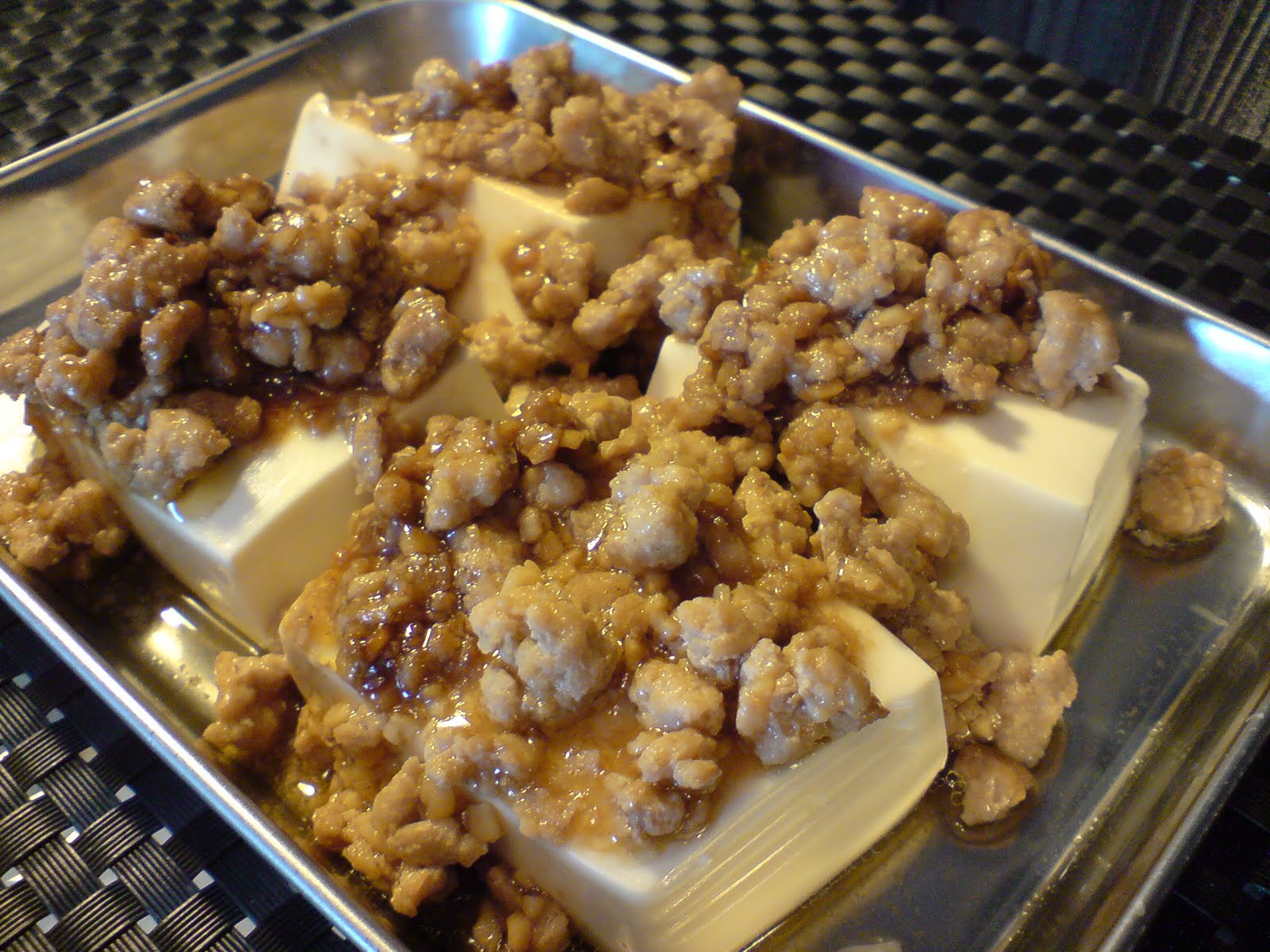 Steamed (Tofu) Beancurd with Minced Meat in Oyster Sauce Shan's Recipes