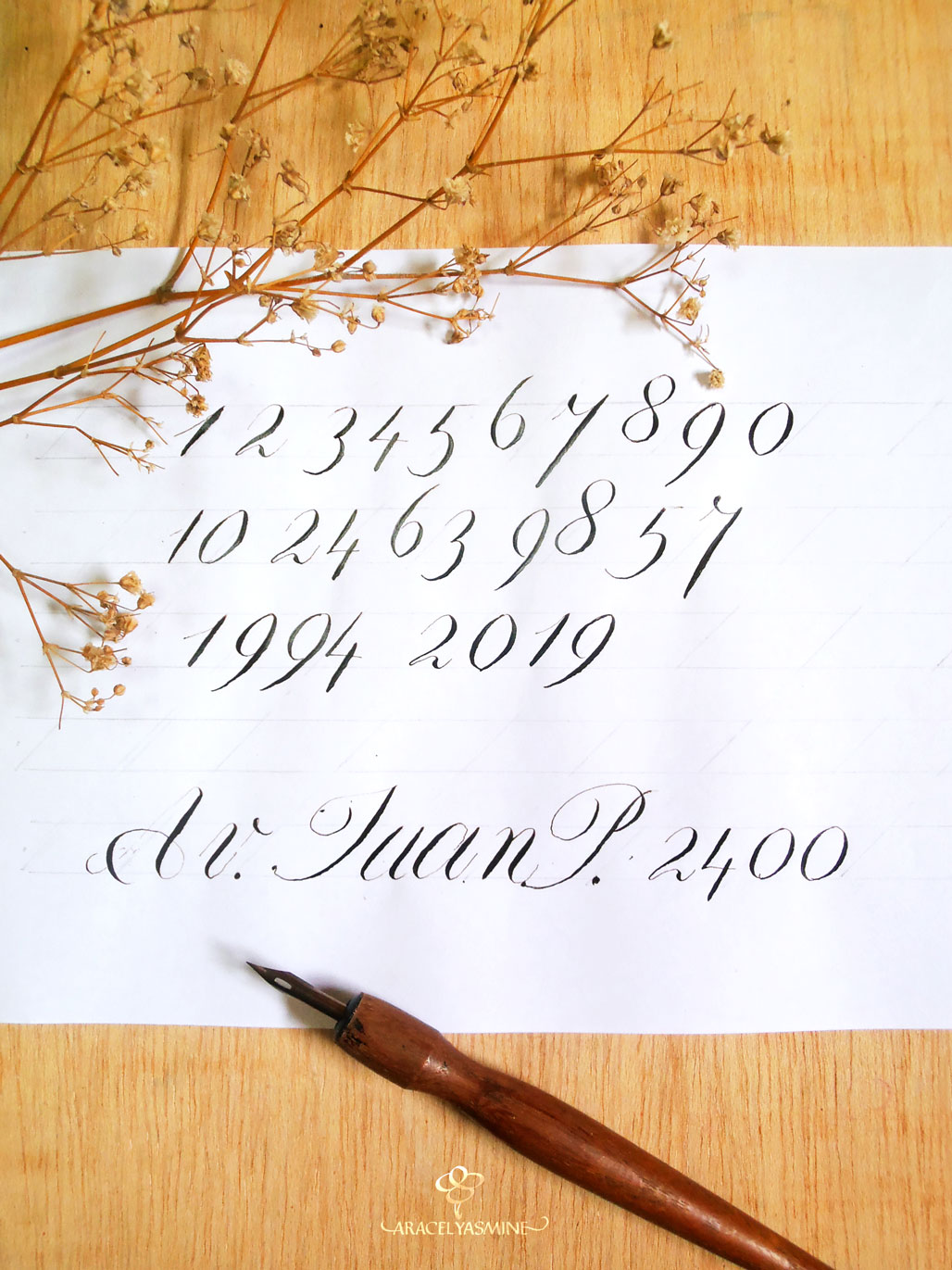 caligrafia copperplate numeros escribir plumilla