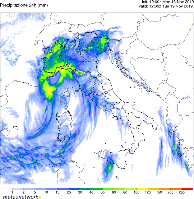 Precipitazione 24 ore in mm WRF Italia