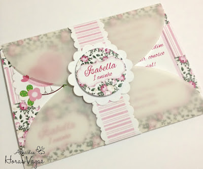 convite aniversário artesanal infantil personalizado jardim encantado passarinhos provençal floral vintage rosa festa chá de bebê 1 aninho menina scrap scrapbook scrapfesta delicado