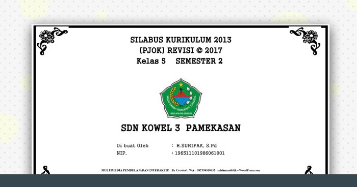 RPP Silabus Penjas (PJOK) SD Kurikulum 2013 Revisi 2017 Lengkap
