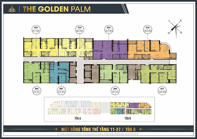 Mặt bằng tòa B chung cư The Golden Palm Mặt bằng tòa B chung cư The Golden Palm