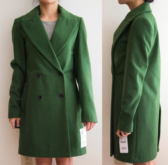 zara green wool coat