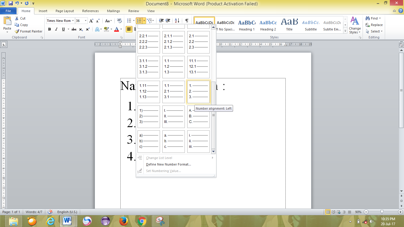 Microsoft Office 2010 Cara menggunakan numbering