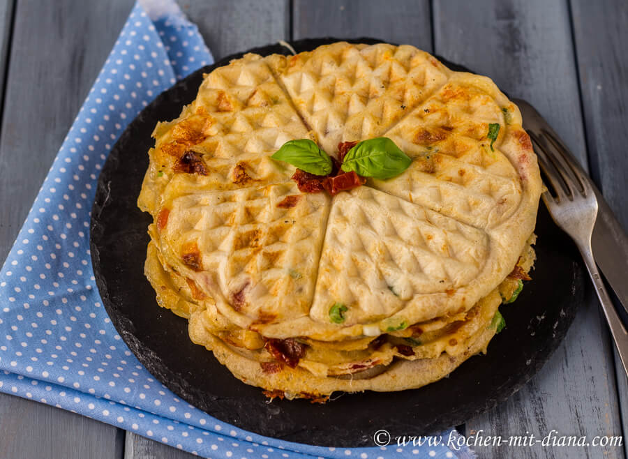 Tomatomozzarellabasil waffles Cooking with Diana