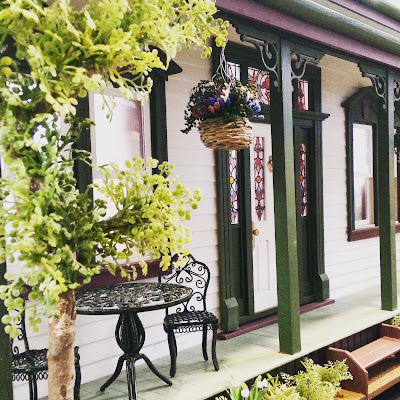 Front porch of a one-twefth scale miniature traditional New Zealand villa