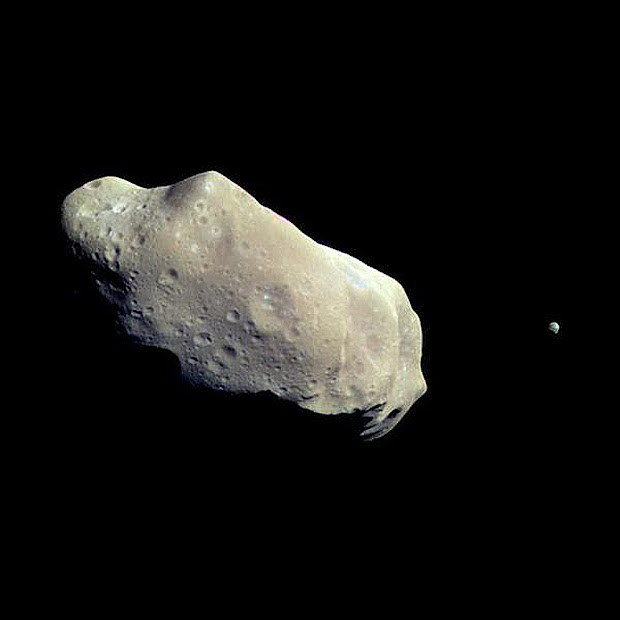 Stunning color image of Asteroids Ida and Dactyl