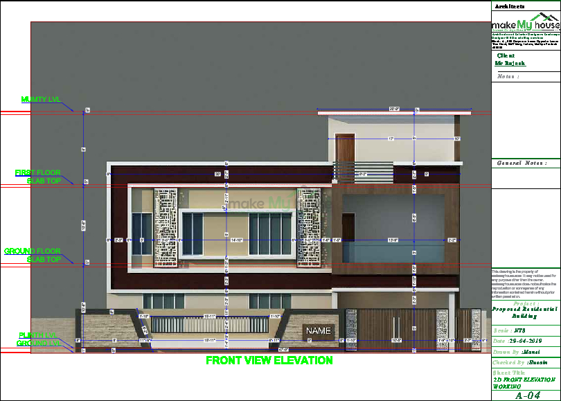 Building Elevation Design with Floor plan