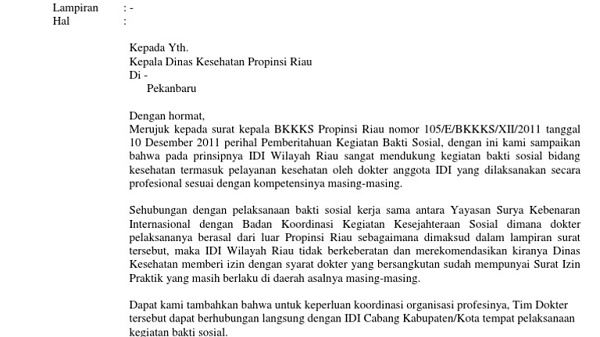 Contoh Surat Dinas Tentang Bakti Sosial