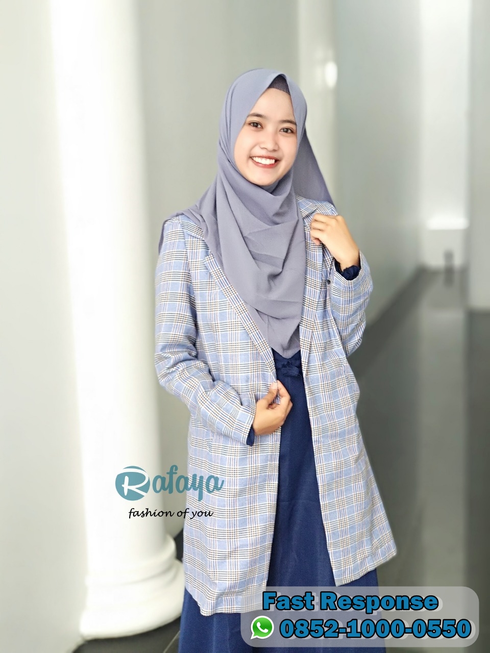 085210000550(WA) Outer Wanita Hijab, Coat Panjang, Cardigan Pendek