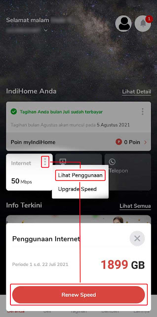 Internet indihome yang terkena FUP, 50 Mbps = 1800 GB