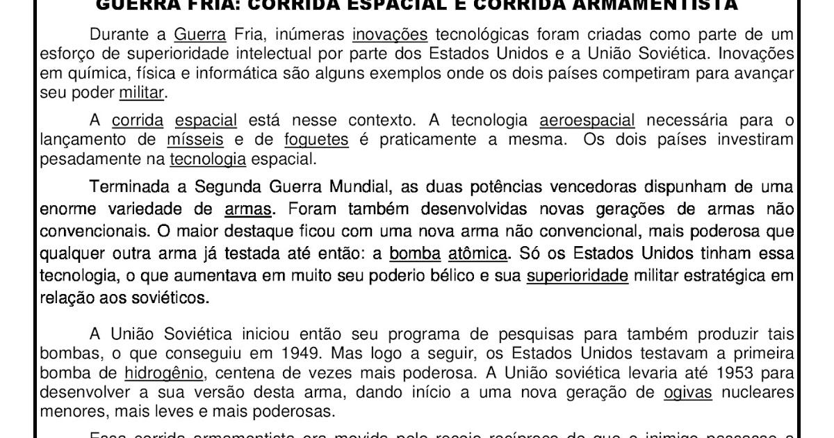 Caça Palavras Sobre A Guerra Fria Com Gabarito EDUCA