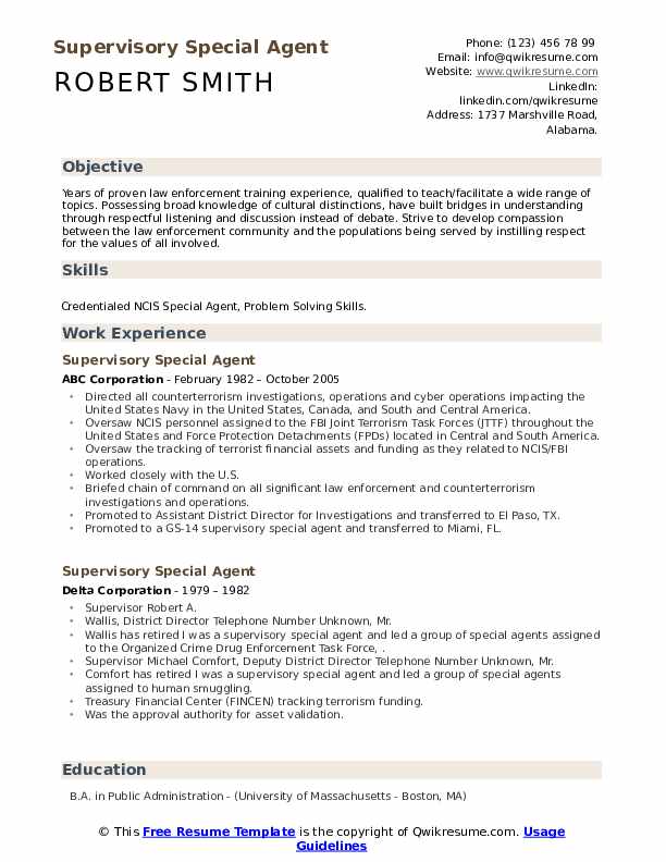 fbi-special-agent-resume-sample-letter-template