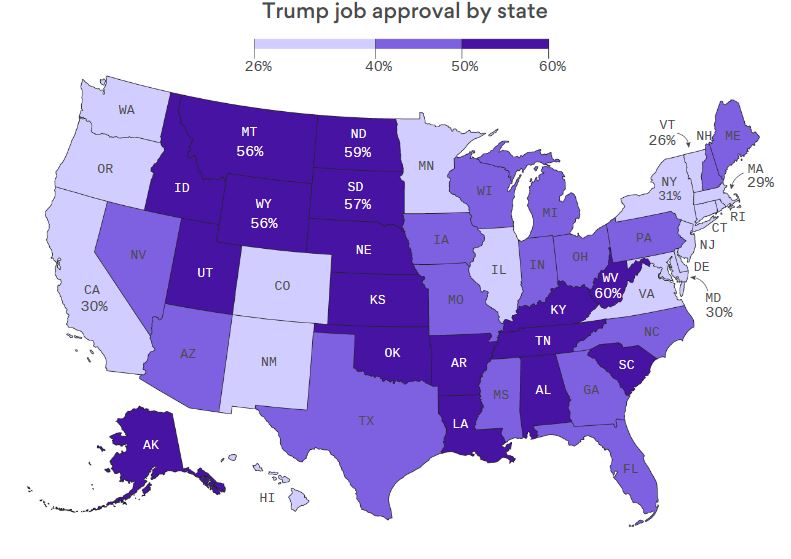 The Mad Professah Lectures: MAP: Trump's Approval Rating Varies Greatly 