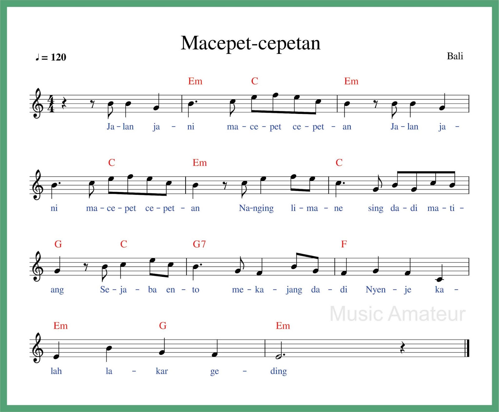 Not Angka Macepet Cepetan SEPUTAR MUSIK
