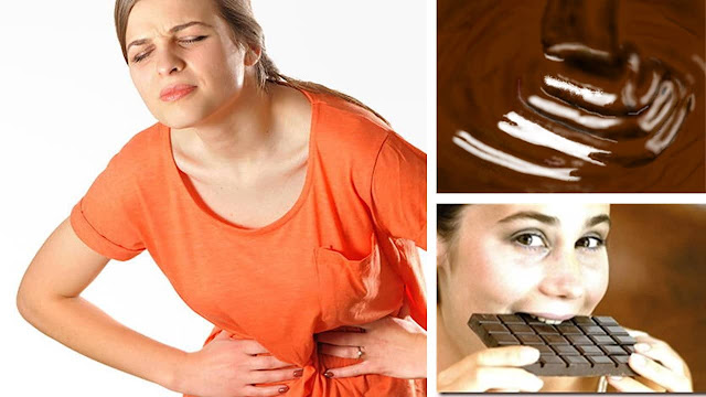 Chica con dolor menstrual. Efectos del chocolate en las mujeres durante la menstruación.