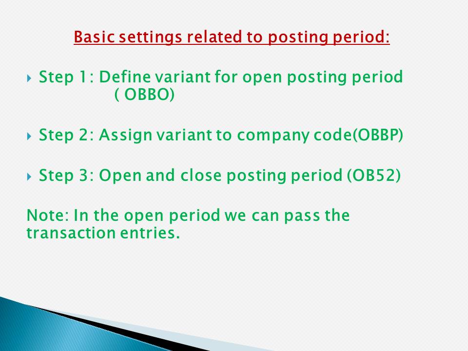 JMD INFO How to define posting period in SAP FI