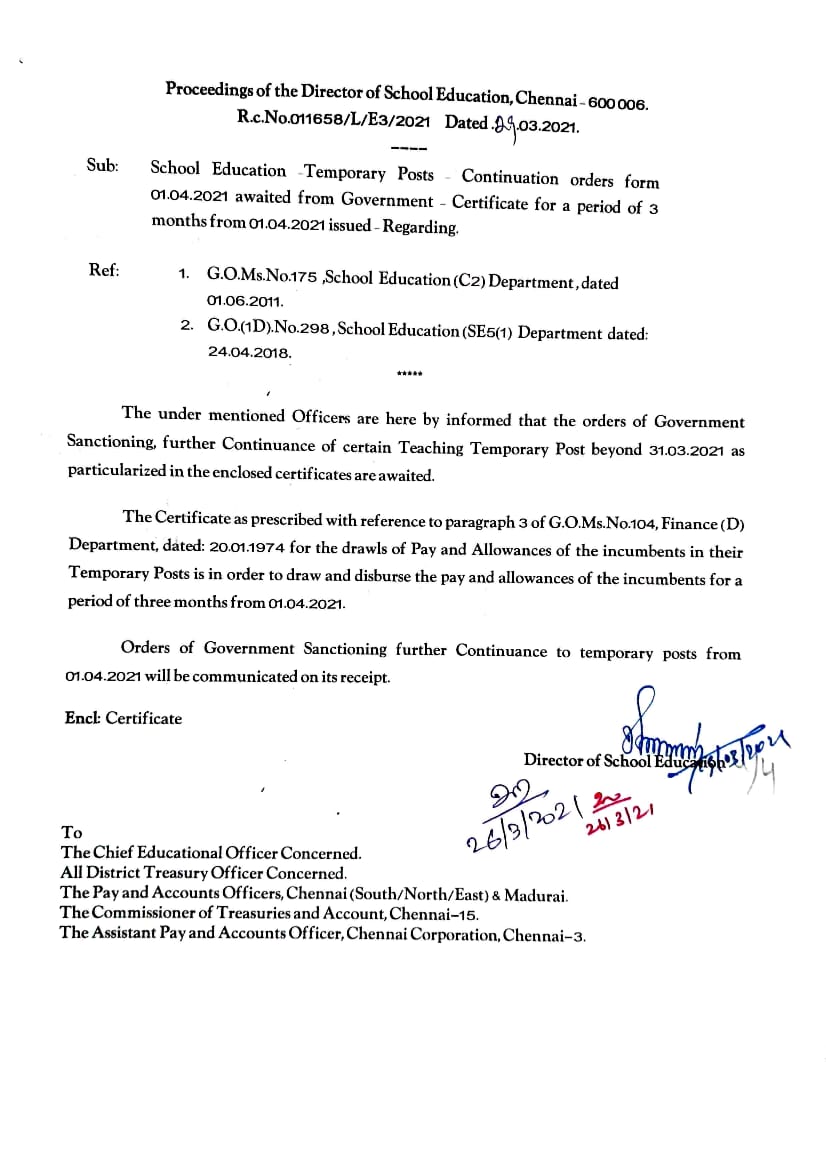 Pay continuation order for 7979 B T Assistant Date 29/03/2021 EDUNTZ
