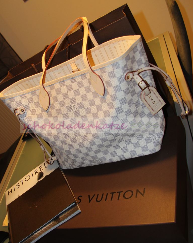 schokoladenkatze =^.^=: Louis Vuitton: Neverfull MM in Damier Azure und Hotstamping
