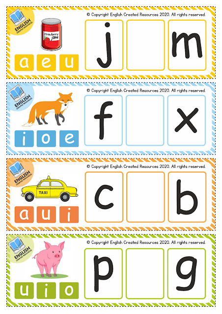 CVC Missing Vowel Cards - English Created Resources