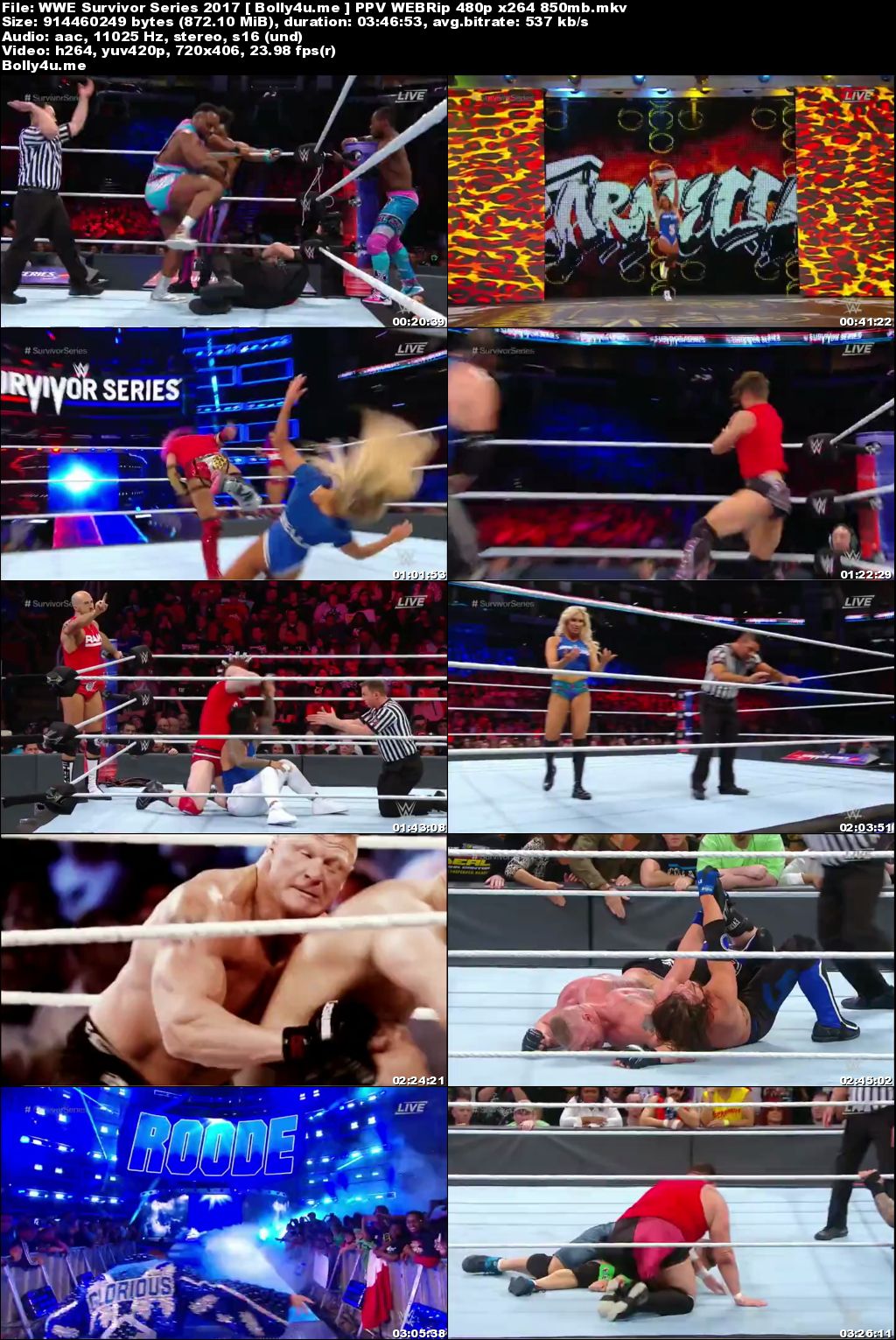 WWE Survivor Series 2017 PPV WEBRip 850MB 480p Download