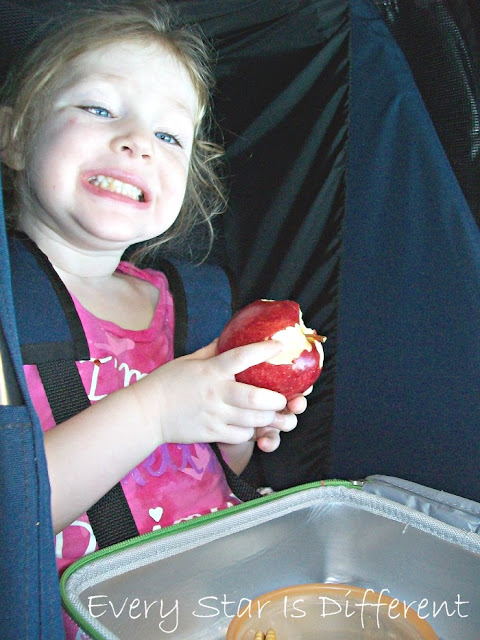 Enjoying a snack at the airport