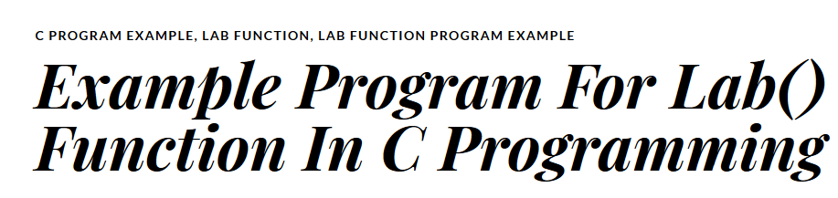 Example Program For Lab() Function In C Programming Example Program For Lab() Function In C Programming