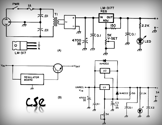 Constructing a Universal Power Supply using LM317 (Rise) Circuits