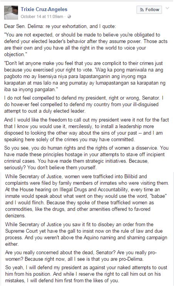 'You're Making Rights as an Excuse to Oust a Duly Elected Leader'- Prominent Lawyer from UP Said to De Lima 'You're Making Rights as an Excuse to Oust a Duly Elected Leader'- Prominent Lawyer from UP Said to De Lima