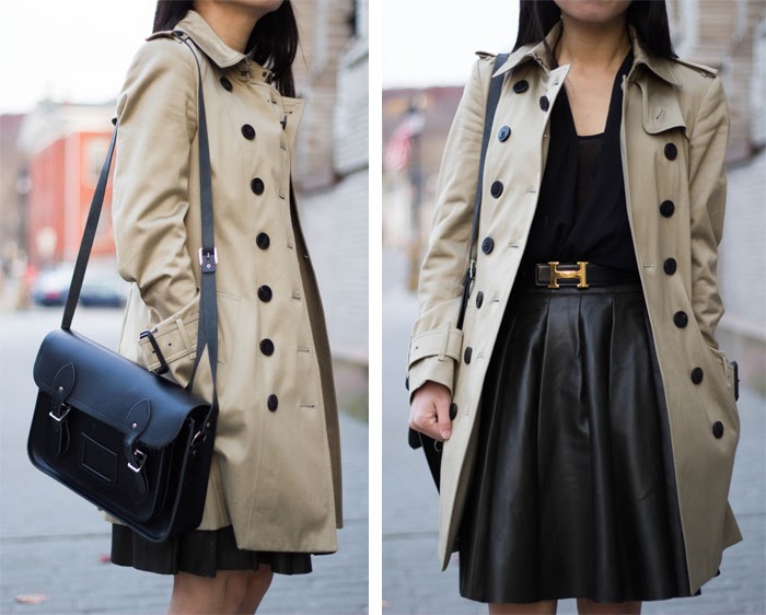 Leather Skirt and Trench Coat - Elle Blogs