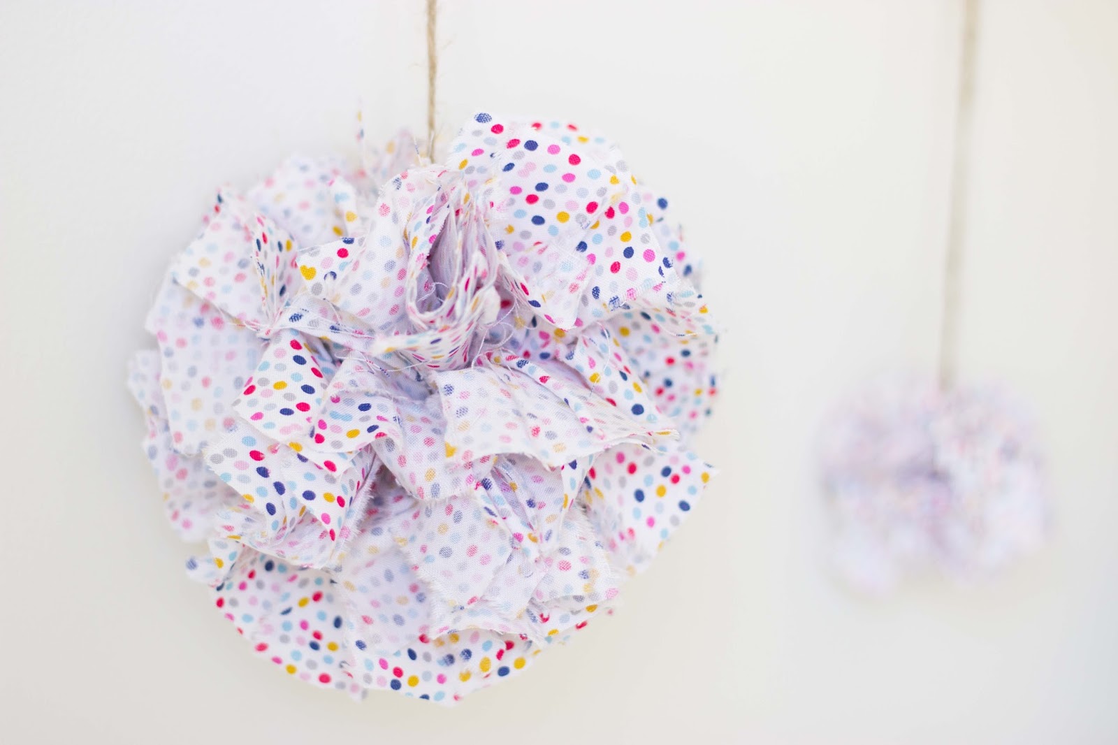 floral and feather How to make a fabric pompom
