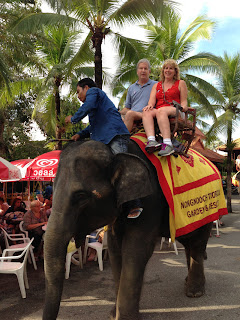 Mike and Gena on an elephant ride