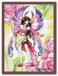Cross stitch chart  «AMR 126 Spring Rose + pm - artwork by Amanda Robbins»