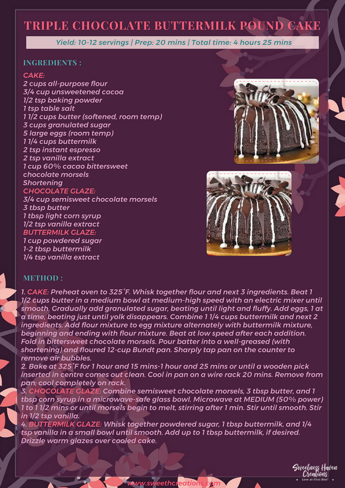TRIPLE CHOCOLATE BUTTERMILK POUND CAKE RECIPE
