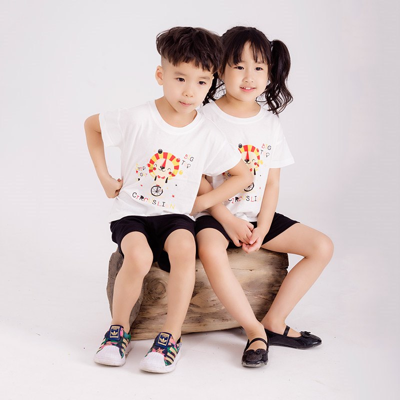 Unicorn Kids Áo phông cộc tay unisex hình hổ bé làm xiếc nhiều size